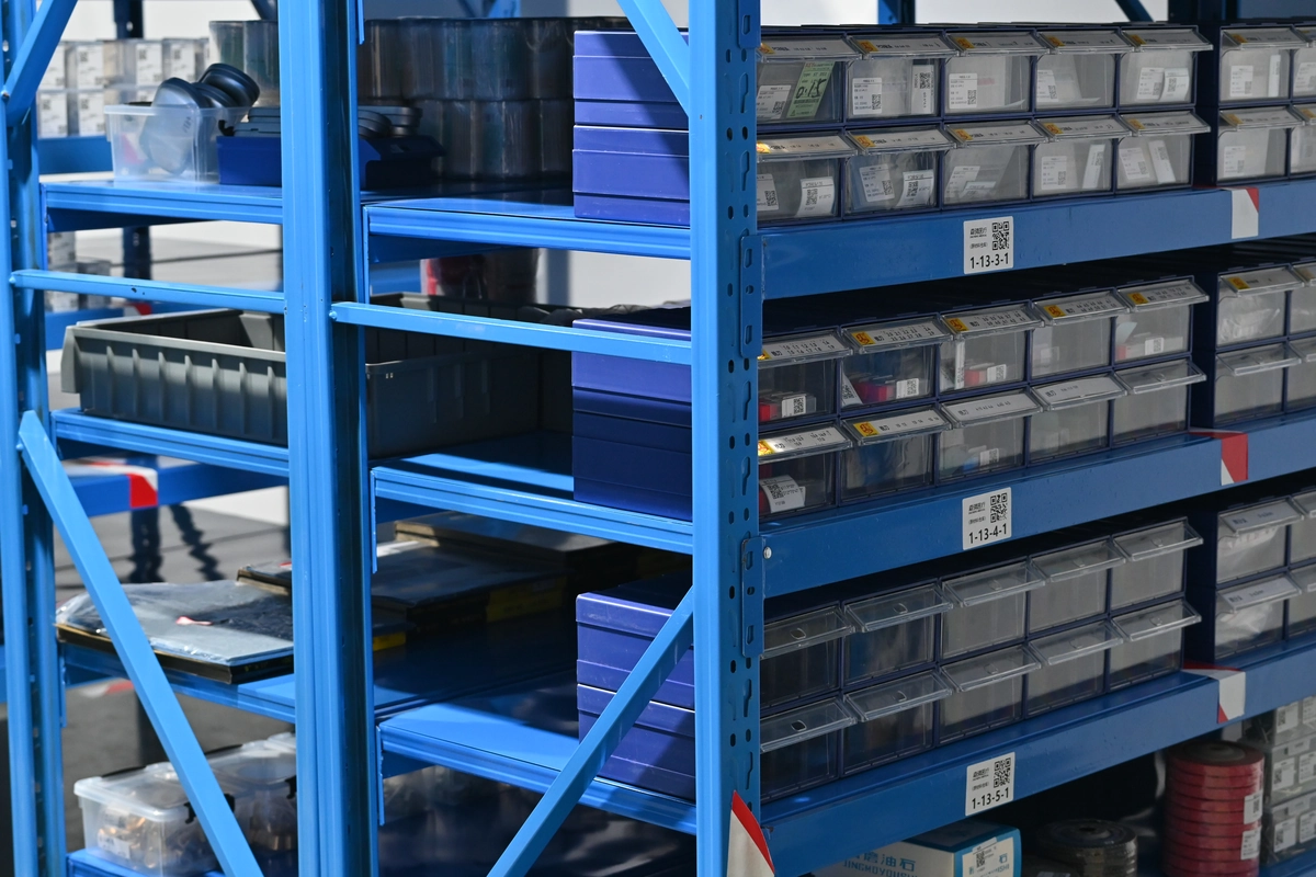 Organized warehouse storage of medical endoscope components and finished products Organized warehouse storage of medical endoscope components and finished products