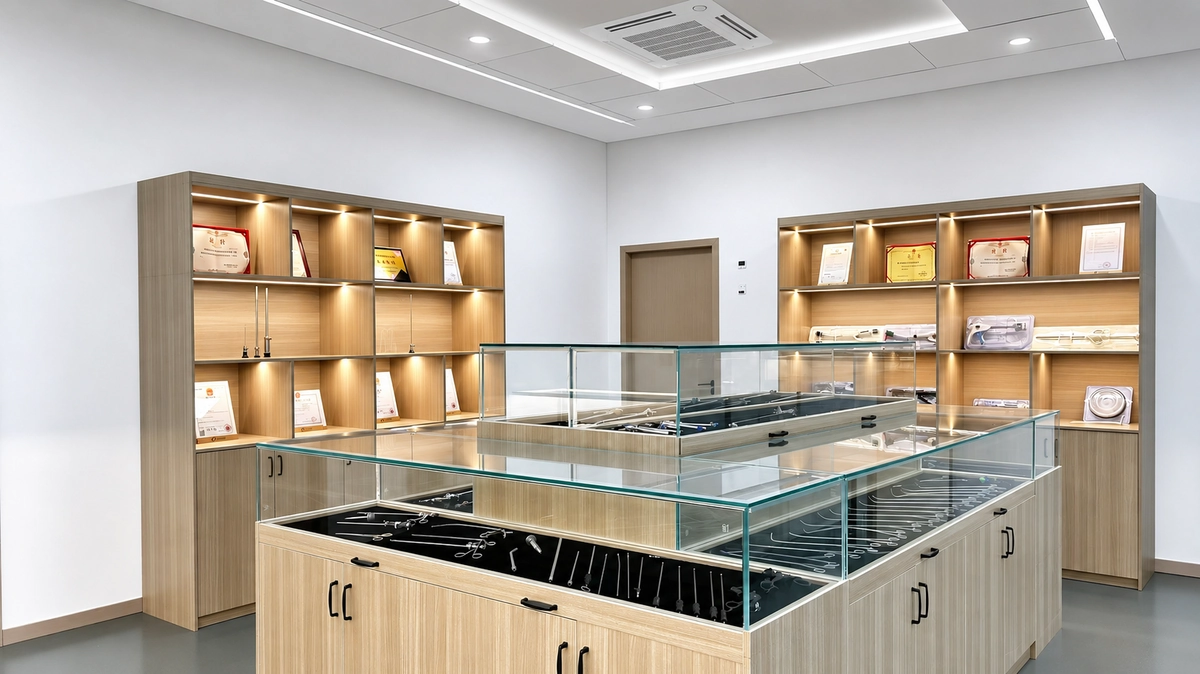 Full range of Jiacheng Medical rigid endoscopes and surgical instruments on display Full range of Jiacheng Medical rigid endoscopes and surgical instruments on display